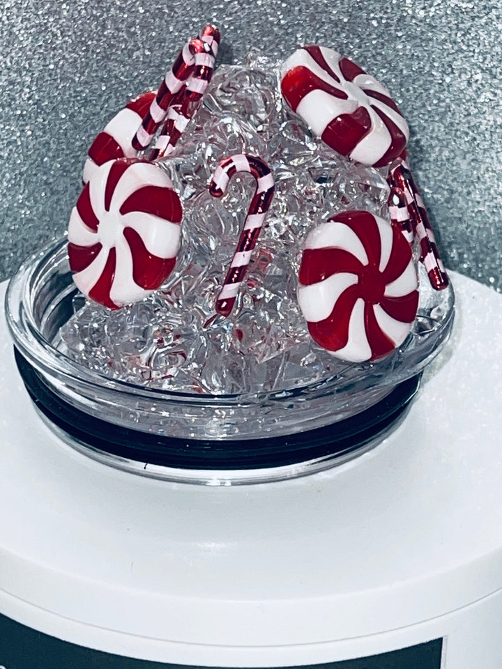 Christmas, Santa, Christmas Candy, Merry Christmas Tumbler Topper 3D Decorative Lid - Ice Topper Lid, unique gift