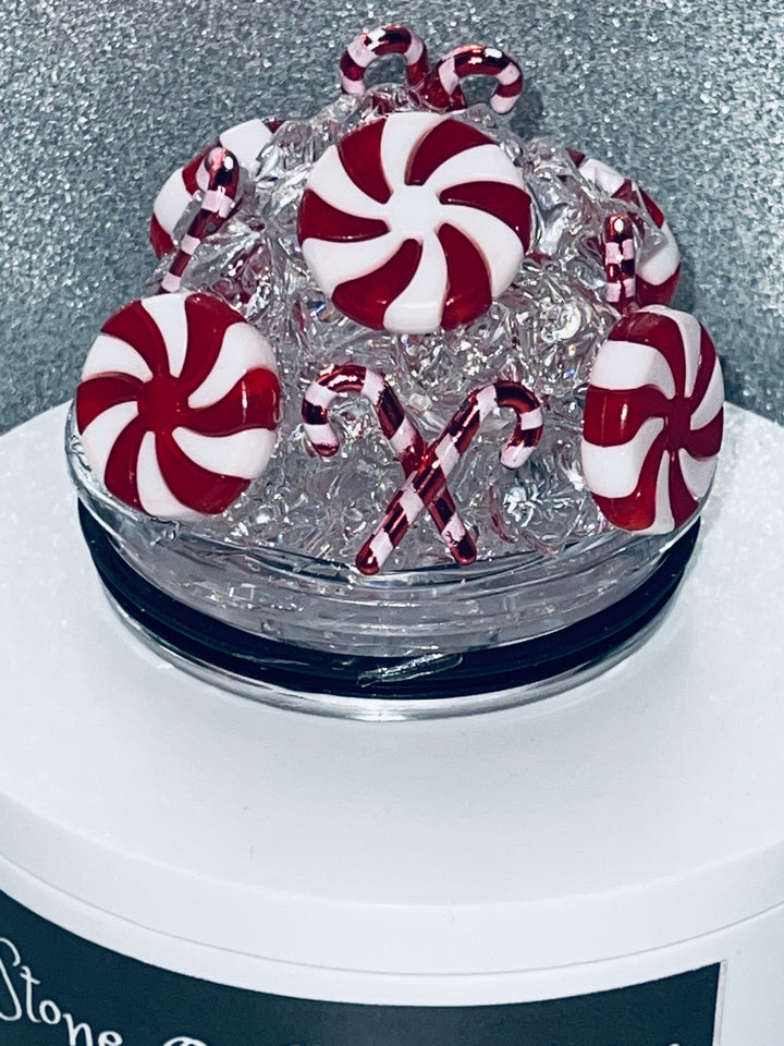 Christmas, Santa, Christmas Candy, Merry Christmas Tumbler Topper 3D Decorative Lid - Ice Topper Lid, unique gift