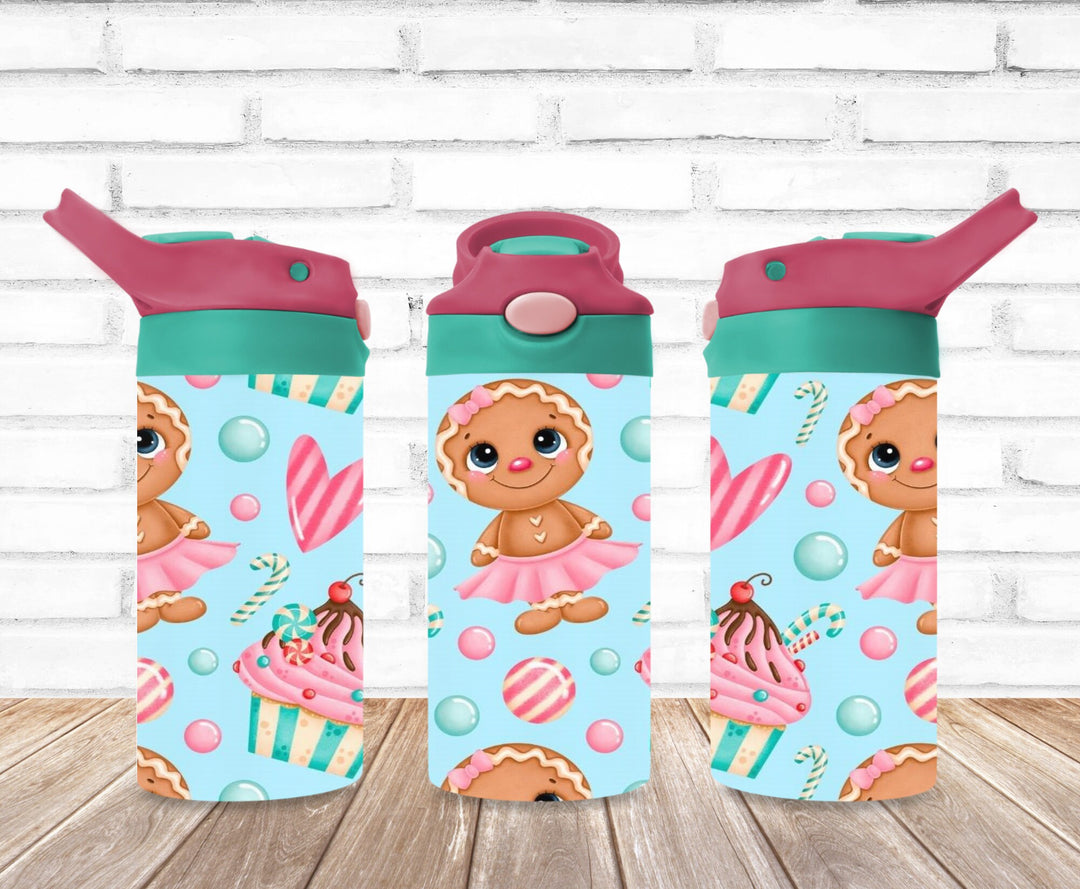 Gingerbread Man Tumbler, Kids Christmas Tumbler, Kids Water Bottle, Kids FlipTop Cup, Kids Sippy Cup, Back To School Cup, HOT SELLER!