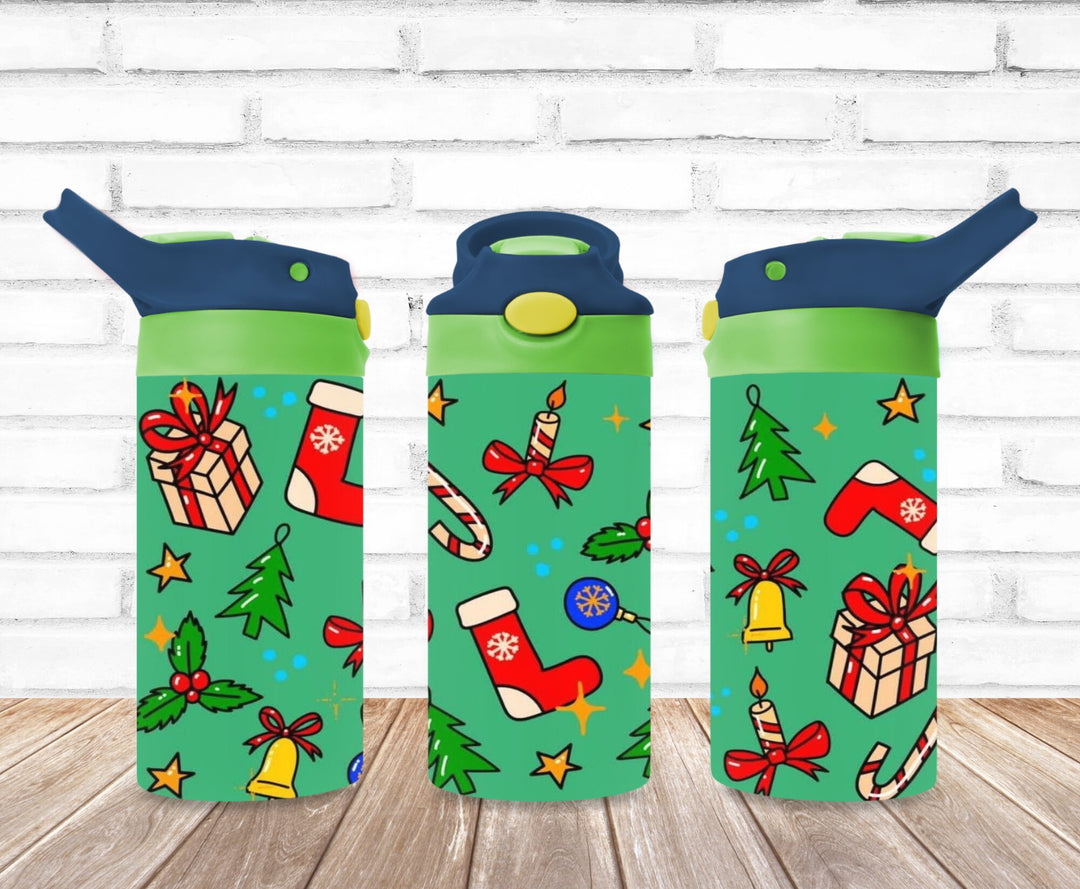 Christmas Santa Tumbler, Christmas Tree, Kids Water Bottle, Kids FlipTop Cup, Kids Sippy Cup, Back To School Cup, HOT SELLER!