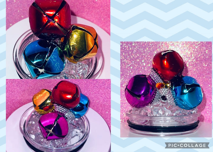 Jingle Bells tumbler topper, Christmas Tumbler Topper 3D Decorative Lid - Ice Topper Lid