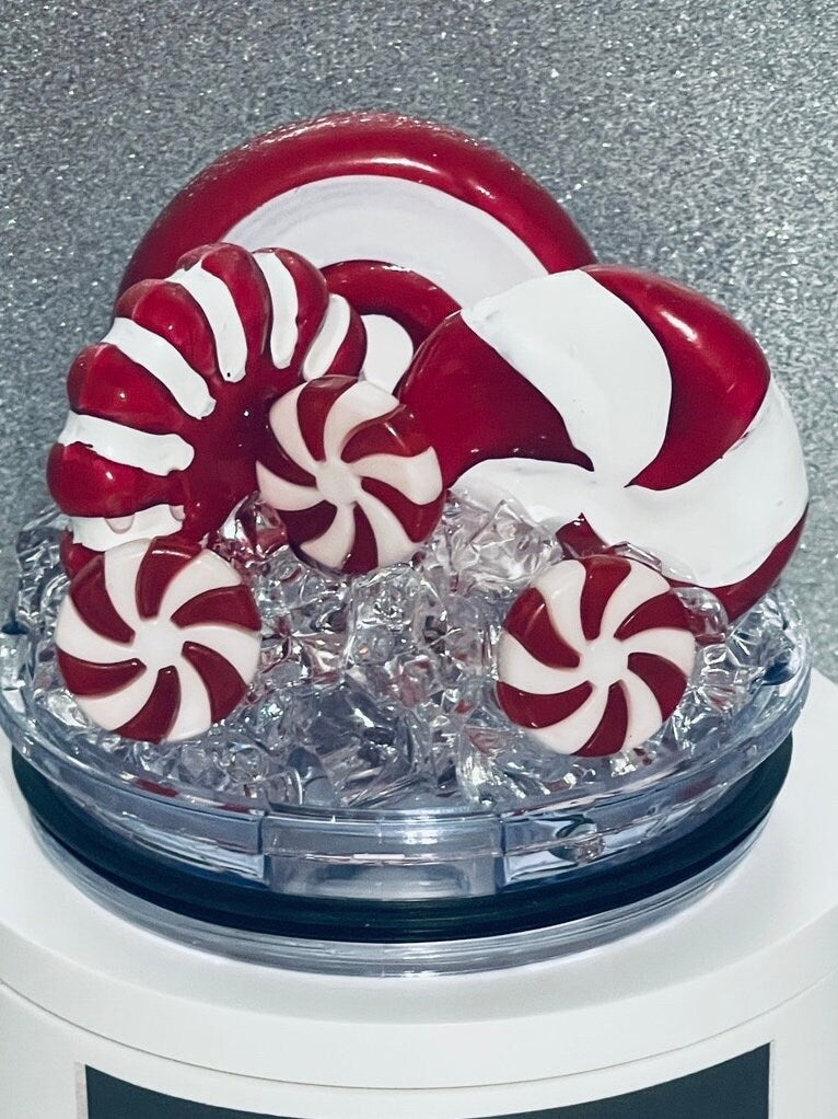 Christmas Candy tumbler topper lid, Christmas Tumbler Topper 3D Decorative Lid, Ice Topper Lid, unique gift