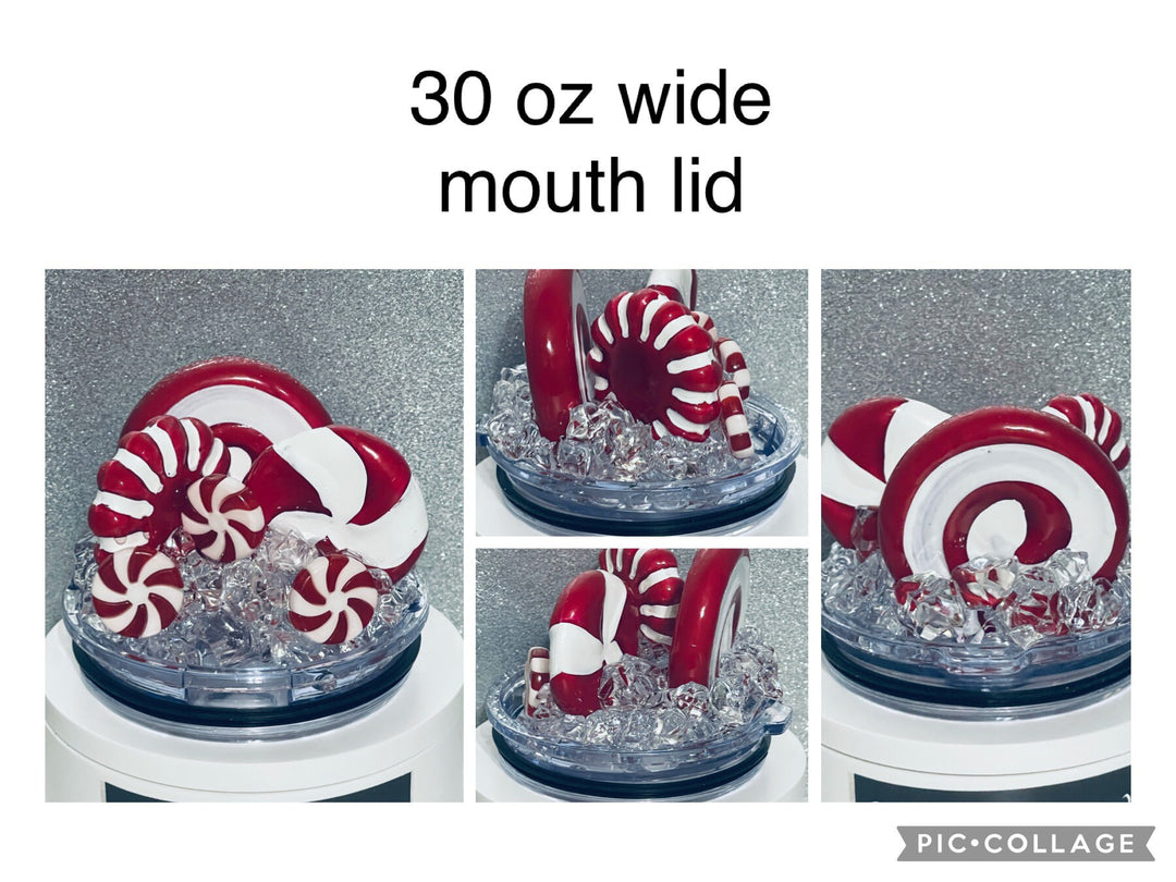 Christmas Candy tumbler topper lid, Christmas Tumbler Topper 3D Decorative Lid, Ice Topper Lid, unique gift