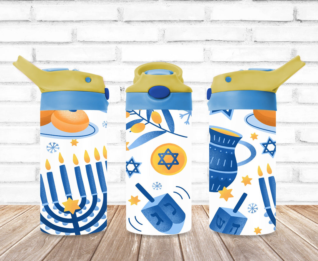 Hanukkah Tumbler, Jewish Holiday Tumbler, Kids Water Bottle, Great Kids Gift, Kids Sippy Cup, Back To School Cup, HOT SELLER!