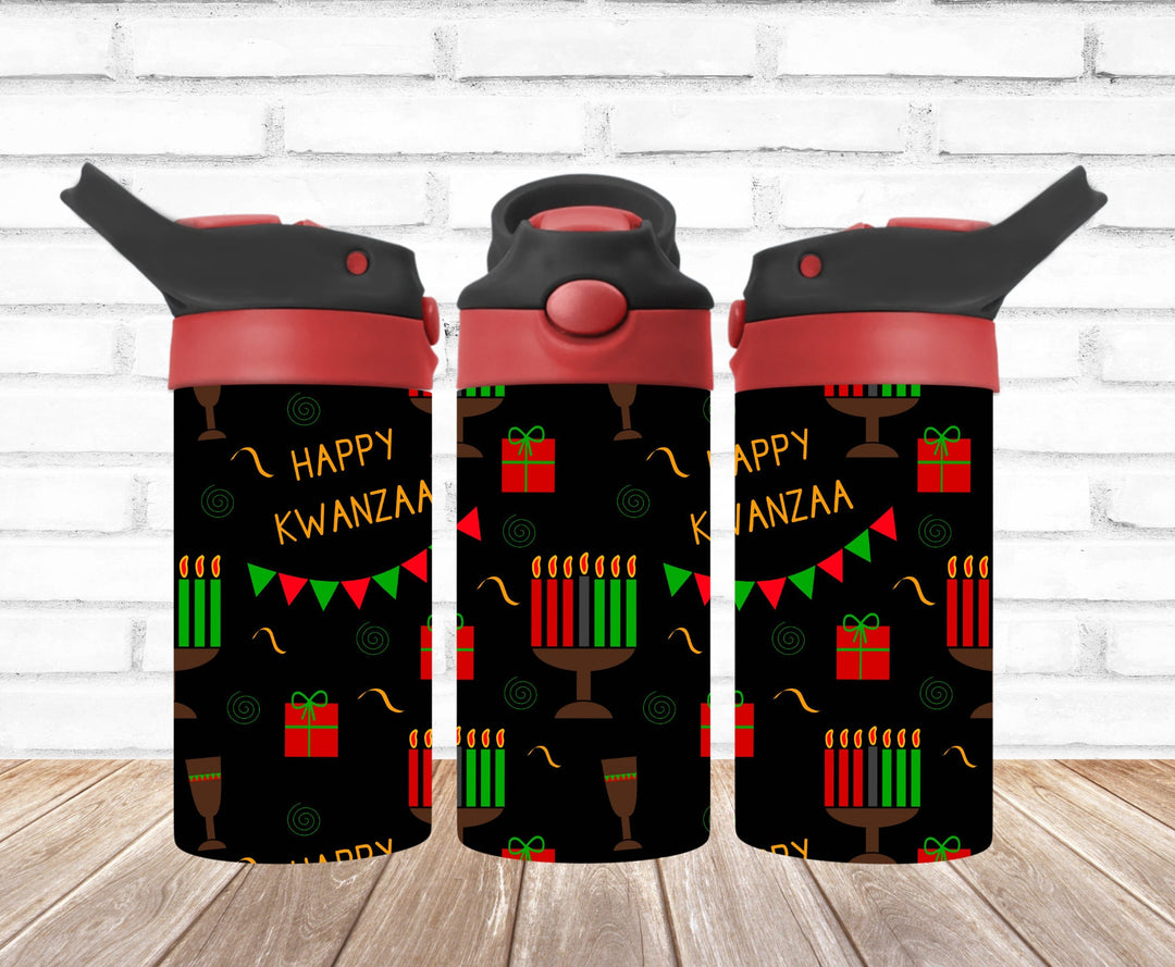 Kwanza Tumbler, Kwanza Holiday Tumbler, Kids Water Bottle, Kids FlipTop Cup, Kids Sippy Cup, Back To School Cup, HOT SELLER!