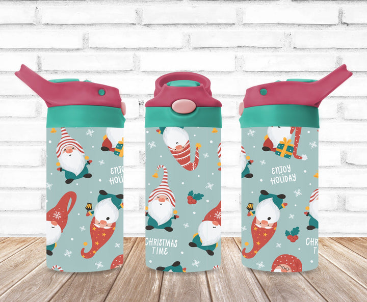 Christmas Gnome Tumbler, Kids Christmas Tumbler, Kids Water Bottle, Kids FlipTop Cup, Kids Sippy Cup, Back To School Cup, HOT SELLER!