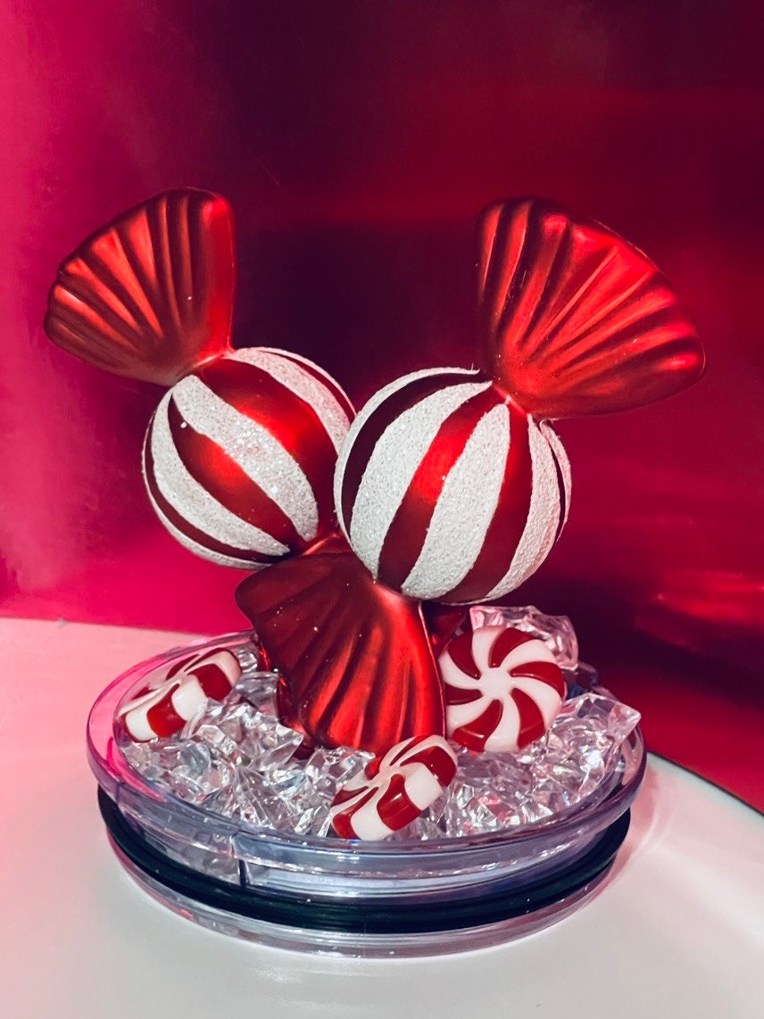 Christmas Candy Peppermint Candy Tumbler Topper 3D Decorative Lid