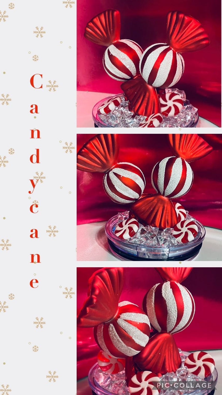 Christmas Candy Peppermint Candy Tumbler Topper 3D Decorative Lid