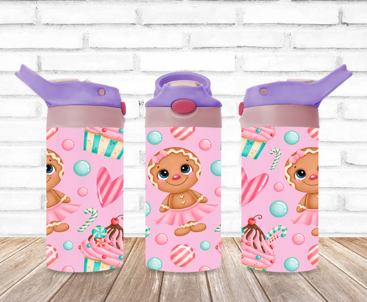 Gingerbread Man Tumbler, Kids Christmas Tumbler, Kids Water Bottle, Kids FlipTop Cup, Kids Sippy Cup, Back To School Cup, HOT SELLER!