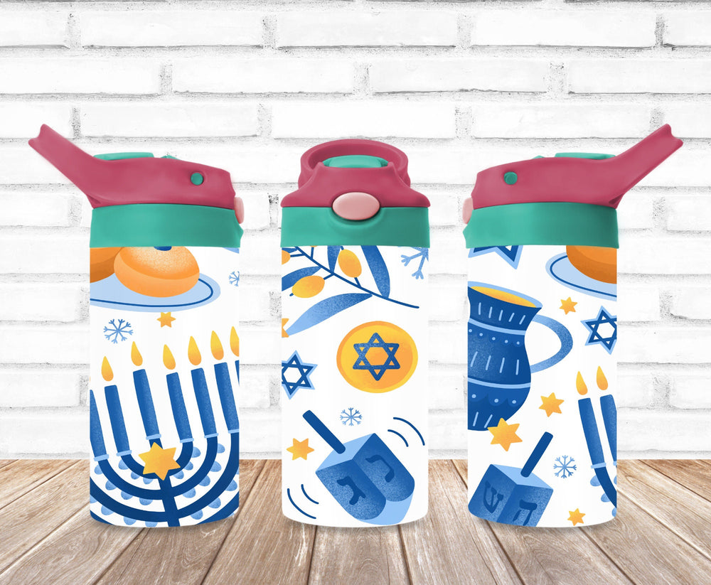 Hanukkah Tumbler, Jewish Holiday Tumbler, Kids Water Bottle, Great Kids Gift, Kids Sippy Cup, Back To School Cup, HOT SELLER!