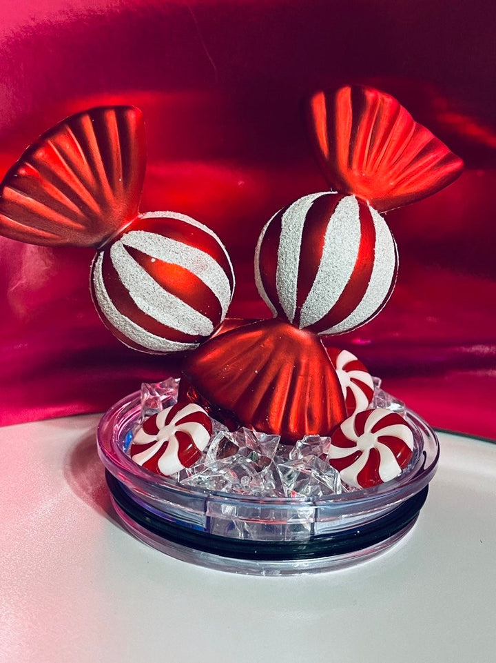 Christmas Candy Peppermint Candy Tumbler Topper 3D Decorative Lid