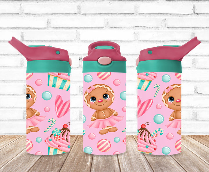 Gingerbread Man Tumbler, Kids Christmas Tumbler, Kids Water Bottle, Kids FlipTop Cup, Kids Sippy Cup, Back To School Cup, HOT SELLER!