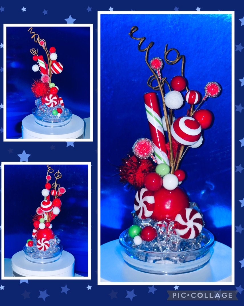 Whimsical Christmas Topper, Merry Christmas Tumbler Topper 3D Decorative Lid, unique gift