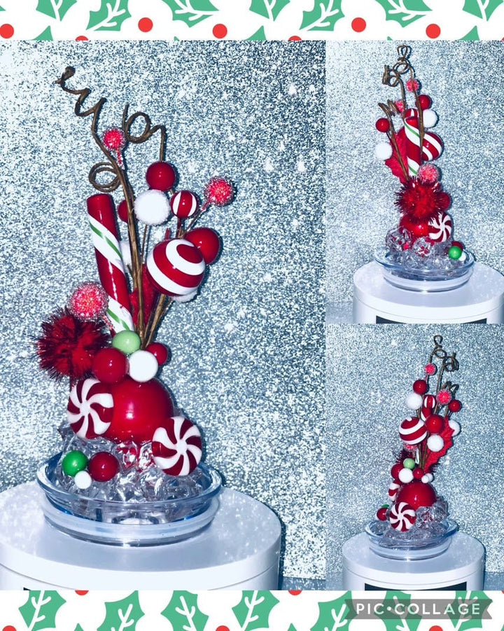 Whimsical Christmas Topper, Merry Christmas Tumbler Topper 3D Decorative Lid, unique gift