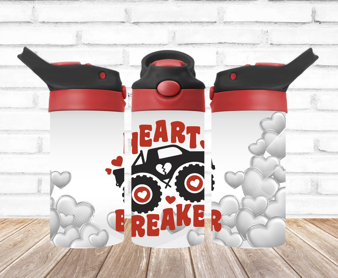 Heart Breaker Truck Valentines Kids Tumbler, Be My Valentine, Kids Water Bottle, Kids Sippy Cup, Back To School Cup, HOT SELLER!