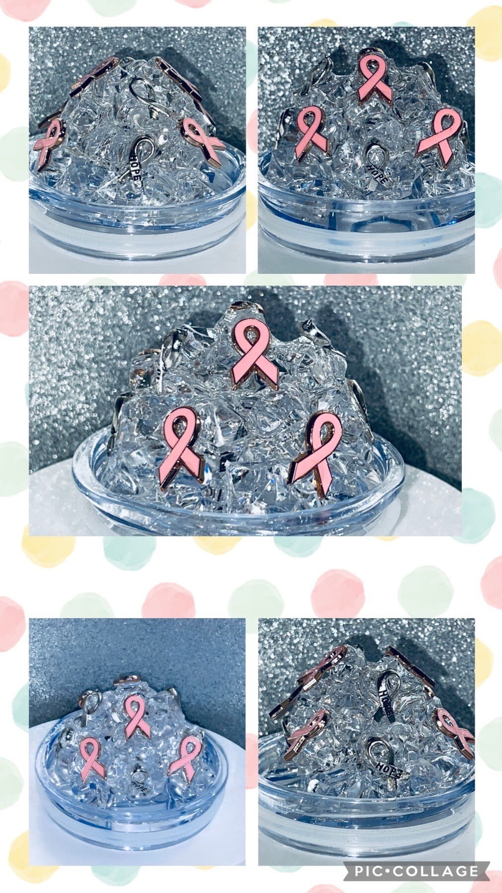 Breast Cancer Tumbler Topper 3D Decorative Lid - Ice Topper Lid, unique gift
