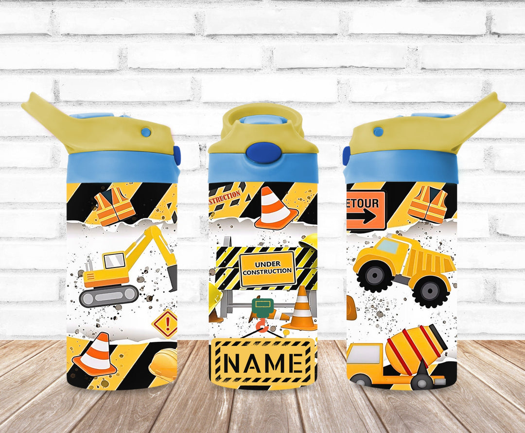 Kids Construction Tumbler Tractor Tumbler - Kids Water Bottle | Kids Water Tumbler | Great Kids Gift | Back To School Cup - TOP SELLER