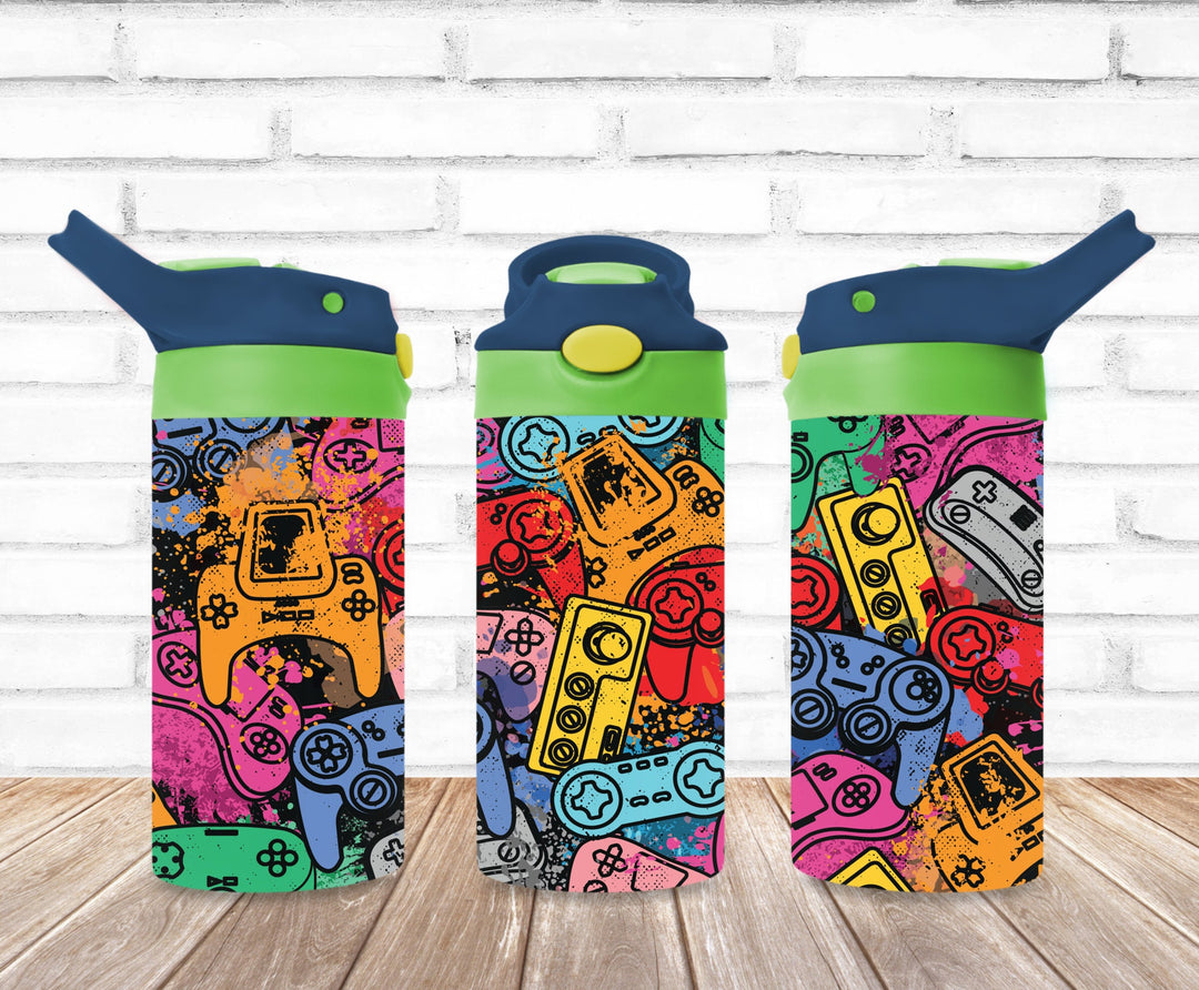 Kids Video Game Tumbler, Video Game Controllers, Kids Water Bottle, Kids Water Tumbler, Great Kids Gift, Kids Sippy Cup