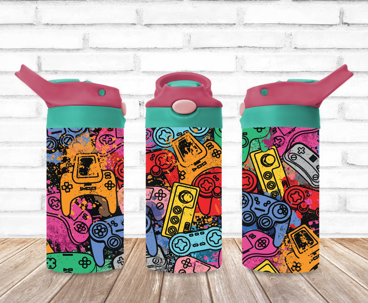 Kids Video Game Tumbler, Video Game Controllers, Kids Water Bottle, Kids Water Tumbler, Great Kids Gift, Kids Sippy Cup