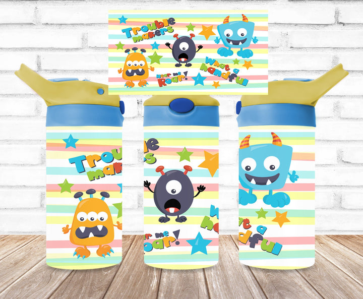 Monster Kids Tumbler, Trouble Makers Tumbler, Kids Water Bottle, Kids Water Tumbler, Great Kids Gift, Kids Sippy Cup, Back To School