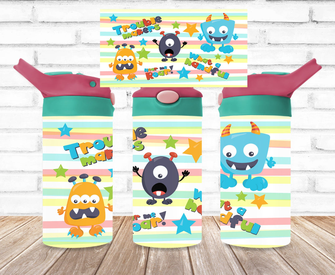 Monster Kids Tumbler, Trouble Makers Tumbler, Kids Water Bottle, Kids Water Tumbler, Great Kids Gift, Kids Sippy Cup, Back To School