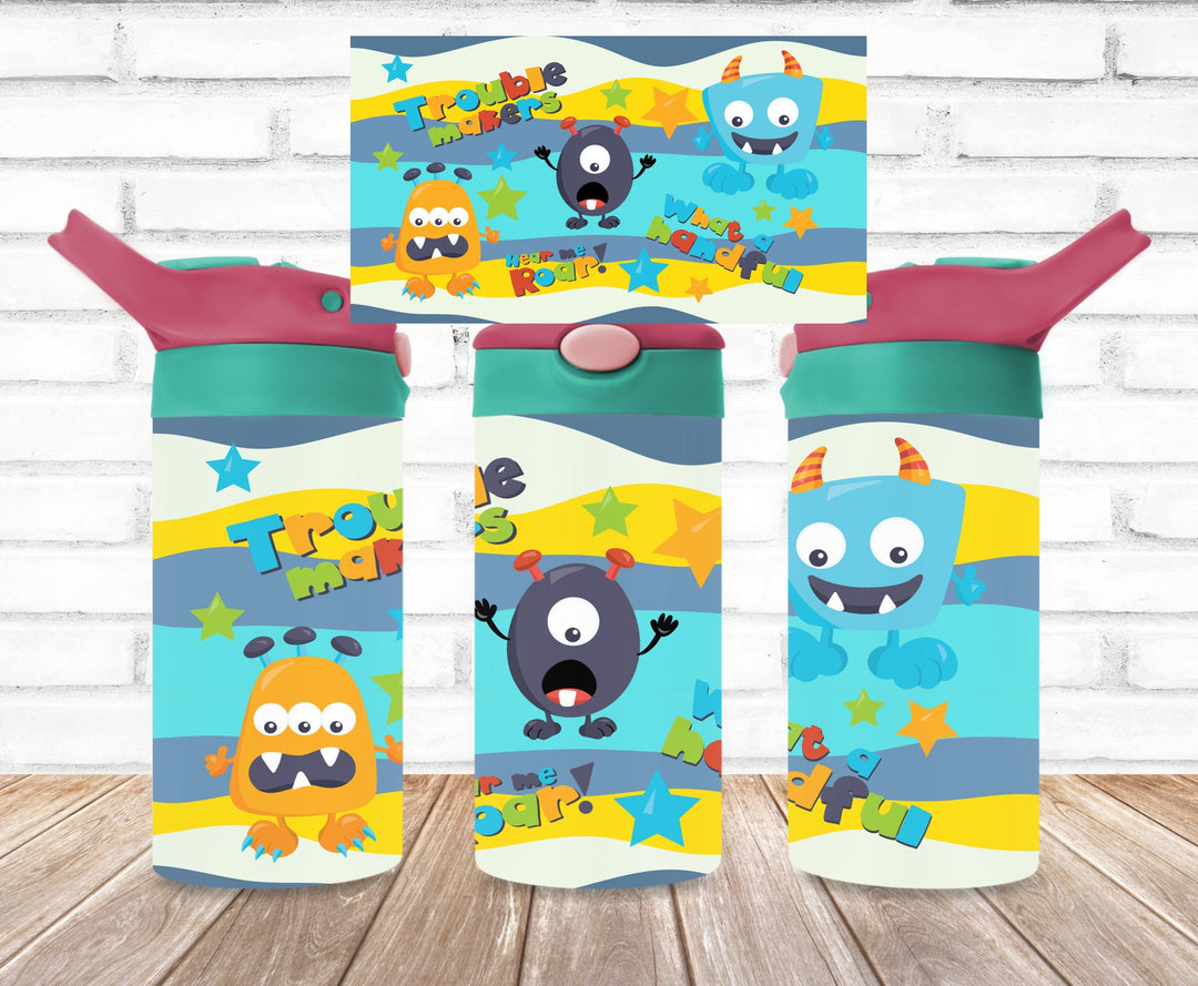 Monster Kids Tumbler, Trouble Makers Tumbler, Kids Water Bottle, Kids Water Tumbler, Great Kids Gift, Kids Sippy Cup, Back To School