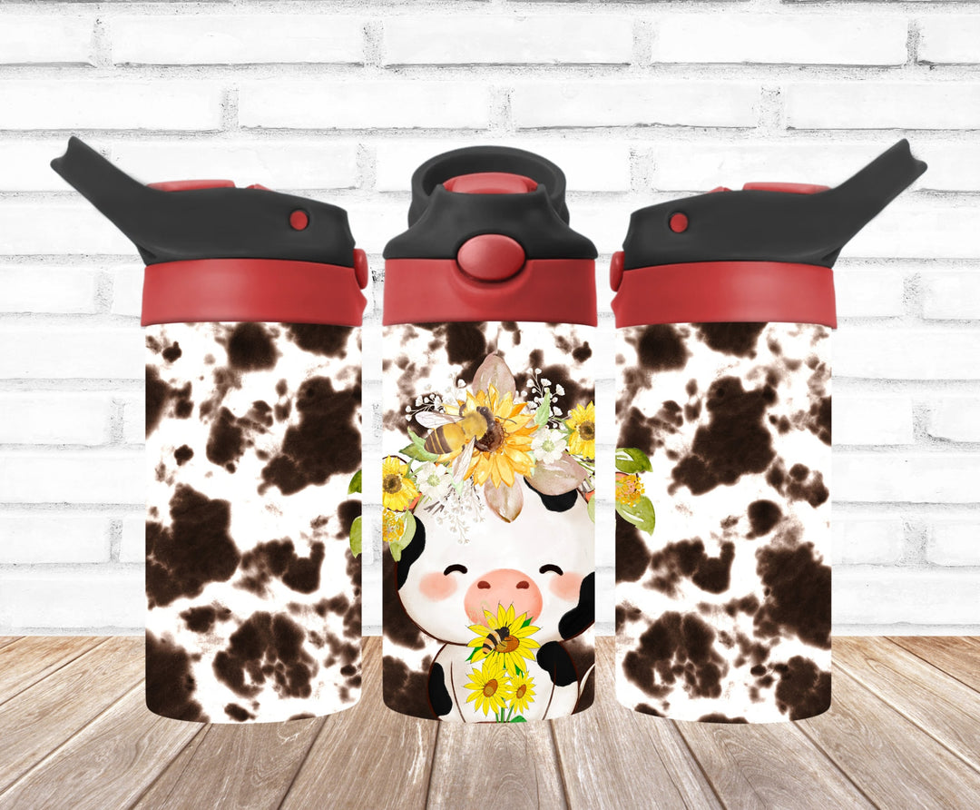 Kids Cow Tumbler, Cute Cow, Kids Water Bottle | Kids Water Tumbler | Great Kids Gift | Kids Sippy Cup | Back To School Cup - HOT SELLER!