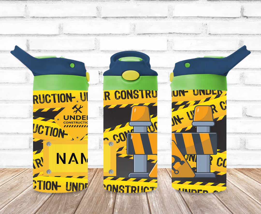 Kids Construction Tumbler Wrap - 12 oz Kids Flip Top Tumbler - DIGITAL DOWNLOAD - Tumbler Wrap Image Download