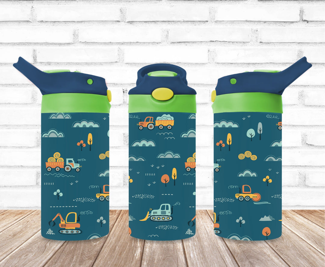 Kids Construction Tumbler Tractor Tumbler - Kids Water Bottle | Kids Water Tumbler | Great Kids Gift | Kids Sippy Cup | Back To School Cup