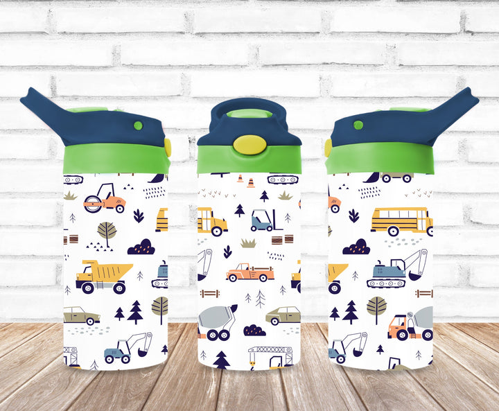Kids Dump Truck Tractor School Bus Tumbler, Kids Water Bottle | Kids Water Tumbler | Great Kids Gift | Kids Sippy Cup | Back To School Cup