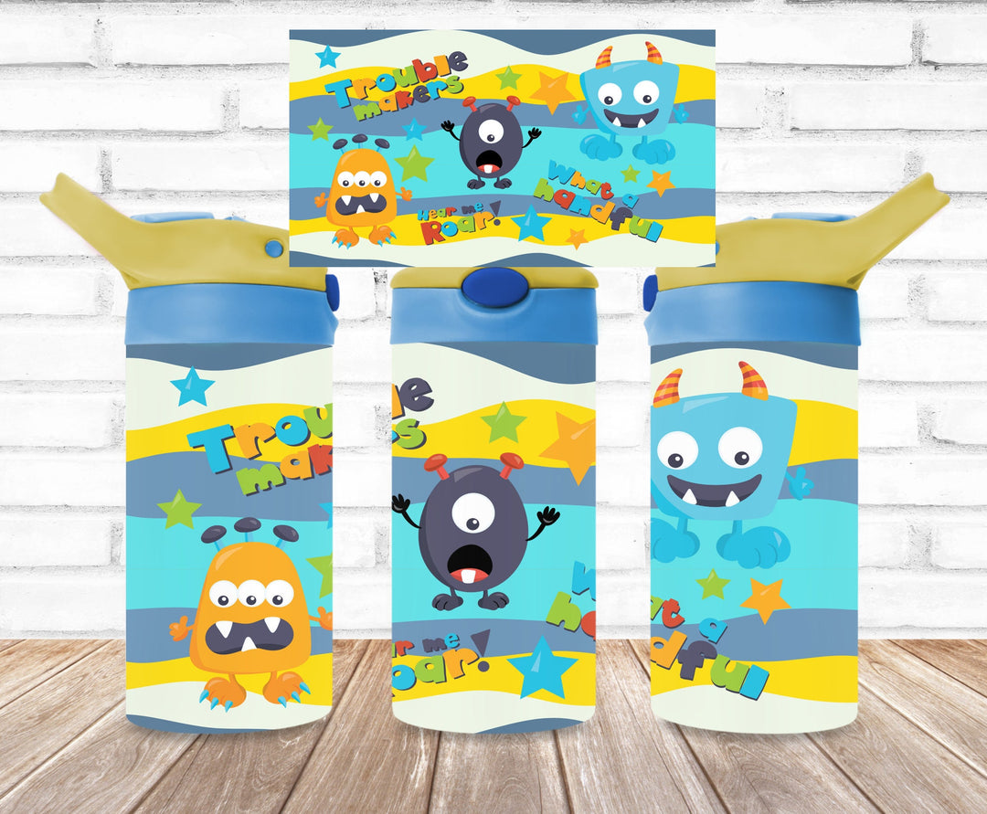 Monster Kids Tumbler, Trouble Makers Tumbler, Kids Water Bottle, Kids Water Tumbler, Great Kids Gift, Kids Sippy Cup, Back To School