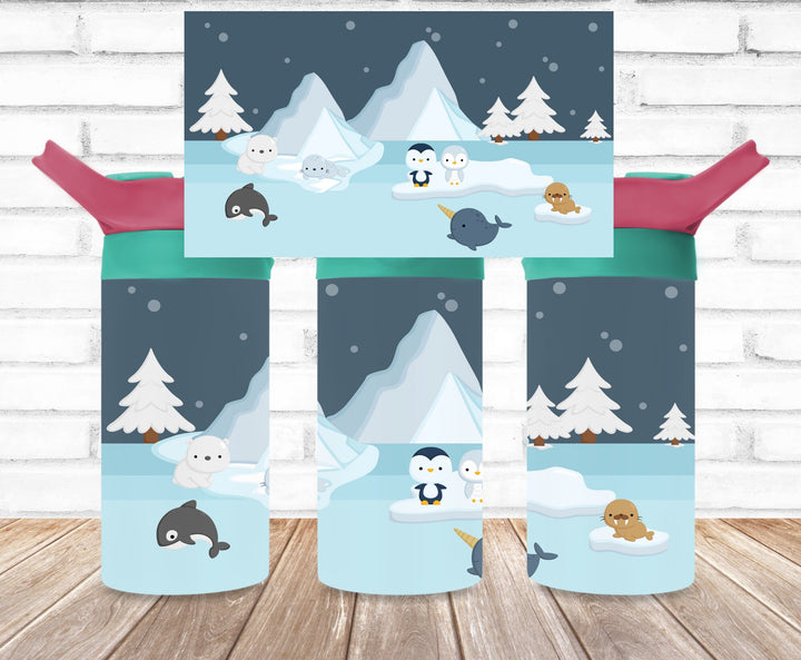 Kids Polar Animals Tumbler, Whale Polar Bear Kids Water Bottle, Kids Water Tumbler, Great Kids Gift, Kids Sippy Cup, Back To School