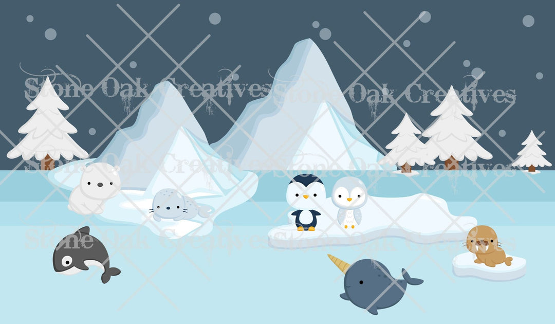 Kids Polar Friends Tumbler Wrap - 12 oz Kids Flip Top Tumbler - DIGITAL DOWNLOAD - Tumbler Wrap Image Download