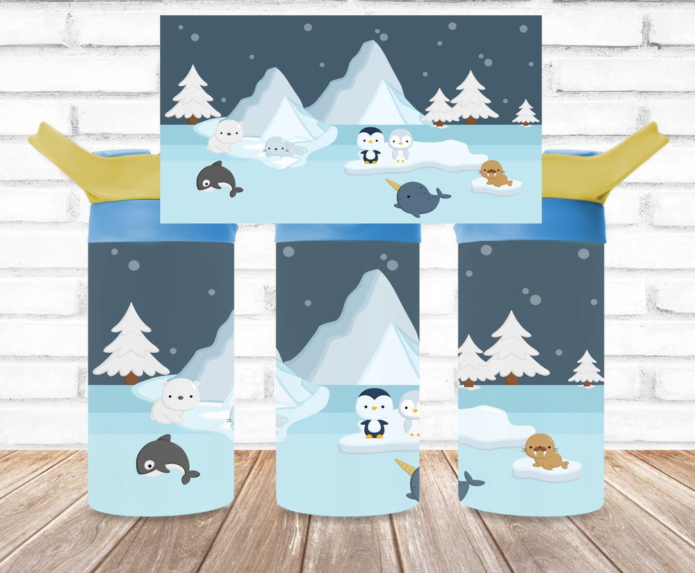 Kids Polar Friends Tumbler Wrap - 12 oz Kids Flip Top Tumbler - DIGITAL DOWNLOAD - Tumbler Wrap Image Download