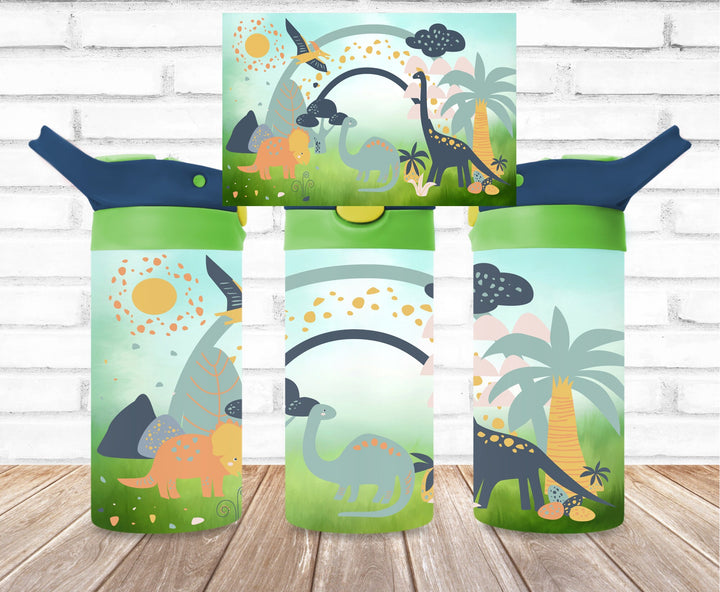 Kids Dinosaur Tumbler Wrap - 12 oz Kids Flip Top Tumbler - DIGITAL DOWNLOAD - Tumbler Wrap Image Download