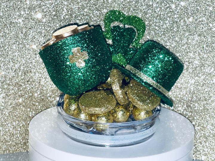 St. Patrick's Day Tumbler Topper, St. Patty's Day Tumbler Topper, Glitter Lucky Clover, Luck of the Irish, unique gift