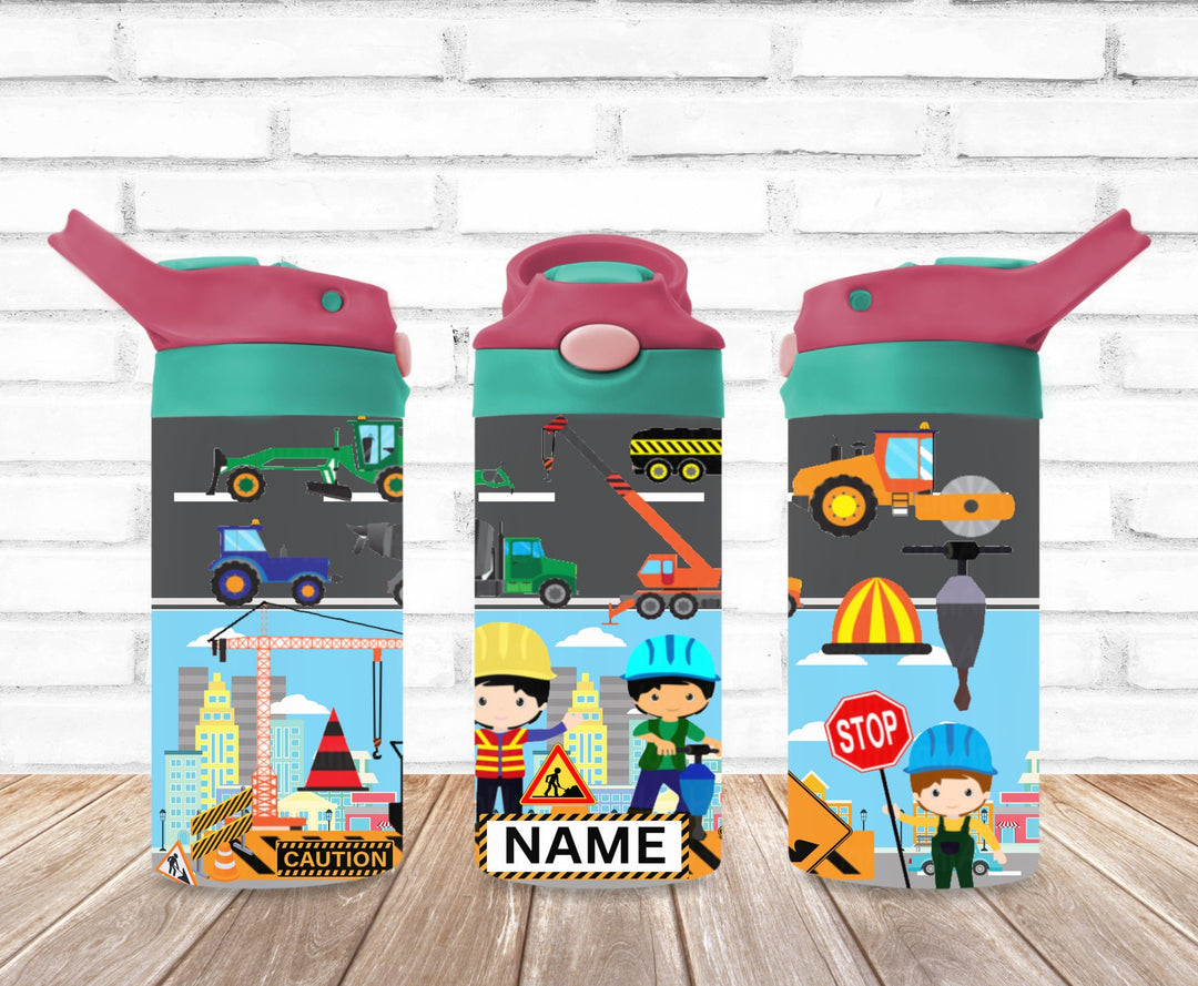 Kids Construction Tumbler, Tractor Tumbler - Kids Water Bottle | Kids Water Tumbler | Great Kids Gift | Kids Sippy Cup | Back To School Cup