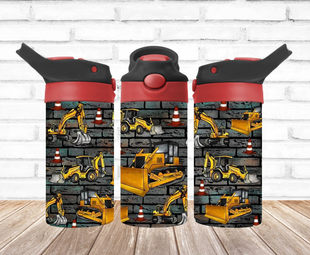 Kids Construction Tumbler, Tractor Tumbler - Kids Water Bottle | Kids Water Tumbler | Great Kids Gift | Kids Sippy Cup | Back To School Cup