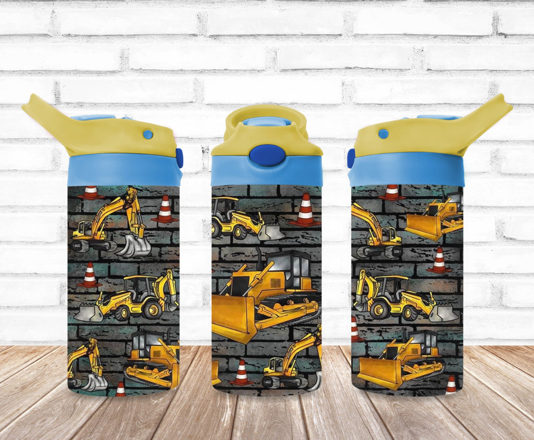 Kids Construction Tumbler, Tractor Tumbler - Kids Water Bottle | Kids Water Tumbler | Great Kids Gift | Kids Sippy Cup | Back To School Cup