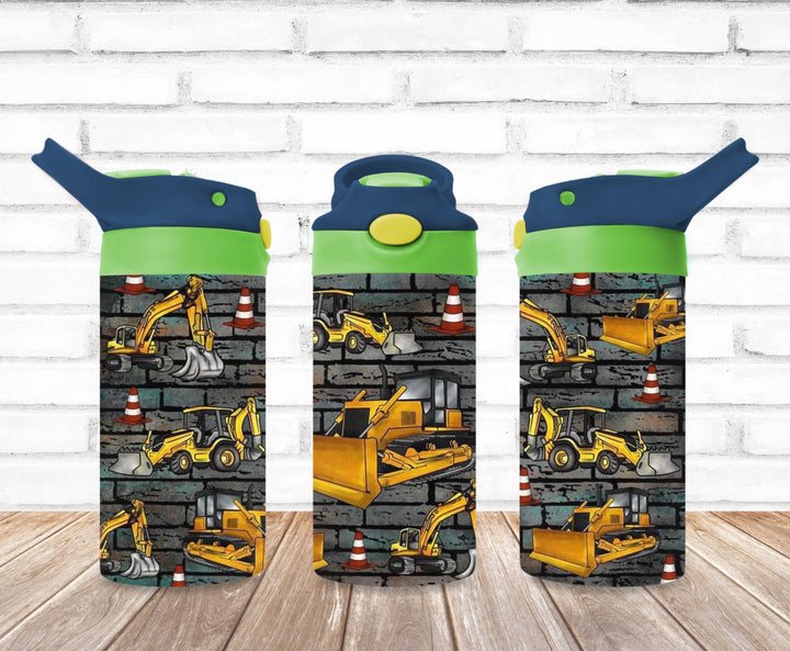 Kids Construction Tumbler, Tractor Tumbler - Kids Water Bottle | Kids Water Tumbler | Great Kids Gift | Kids Sippy Cup | Back To School Cup