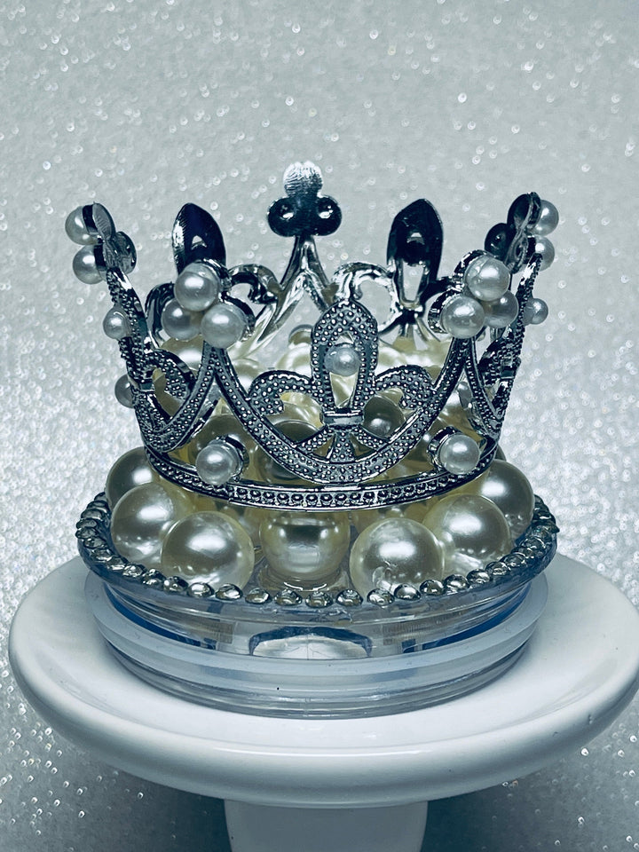 Bling Diamonds Crown Topper, Diva Bling Topper, Queen Topper, Rhinestone Tumbler Lid, Choose- Silver, Gold, Rose Gold, Black, unique gift