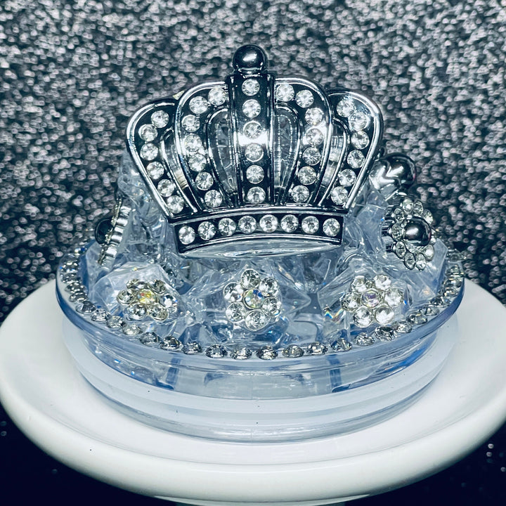Dazzling Diva Rhinestone Crown Tumbler Topper with Rhinestone Bling, Queen Tumbler Topper, 3D Crown Tumbler Lid, Rhinestone Tumbler Lid