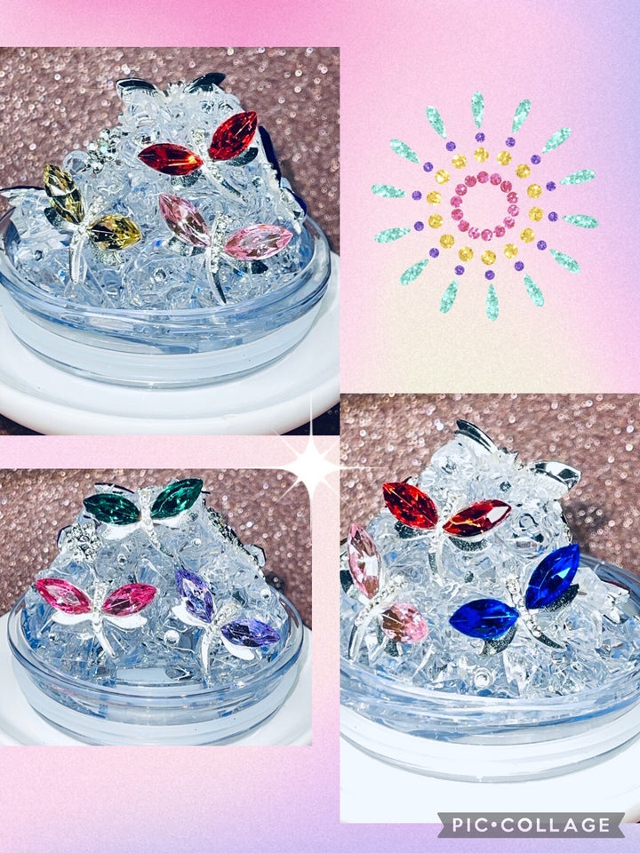 Dragonfly Tumbler Topper, Rhinestone Dragonfly 3D Decorative Lid, Ice Topper Lid, unique gift