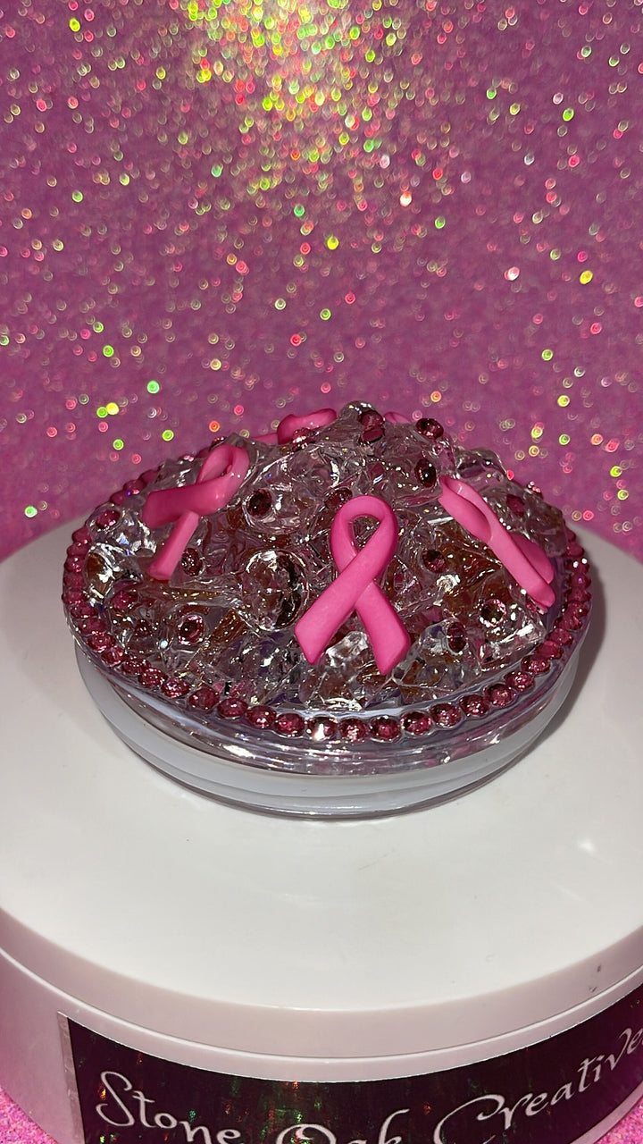Breast Cancer Tumbler Topper 3D Decorative Lid - Ice Topper Lid, unique gift