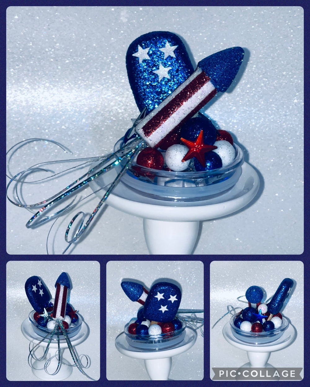 Patriotic Tumbler Topper, Independece Day Topper, 3D Decorative Lid - Ice Topper Lid