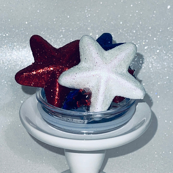 Patriotic Tumbler Topper, Independece Day Topper, 3D Decorative Lid - Ice Topper Lid