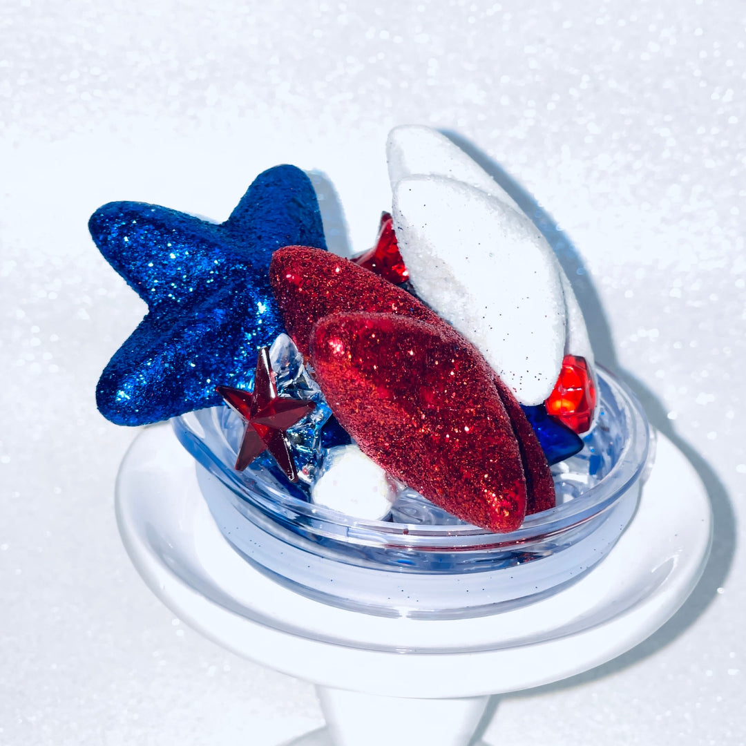 Patriotic Tumbler Topper, Independece Day Topper, 3D Decorative Lid - Ice Topper Lid