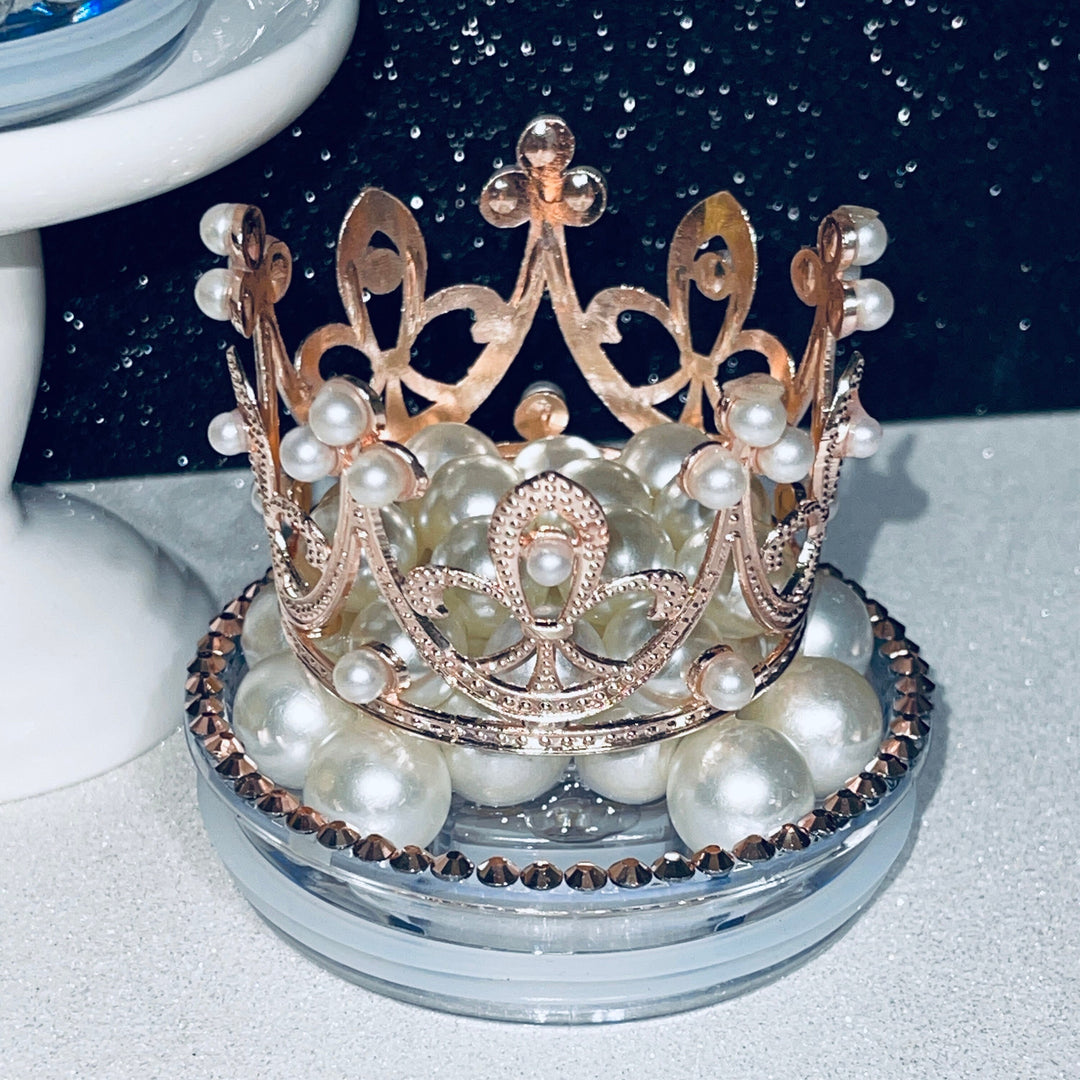 Bling Diamonds Crown Topper, Diva Bling Topper, Queen Topper, Rhinestone Tumbler Lid, Choose- Silver, Gold, Rose Gold, Black, unique gift