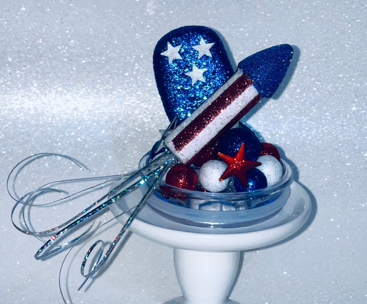 Patriotic Tumbler Topper, Independece Day Topper, 3D Decorative Lid - Ice Topper Lid