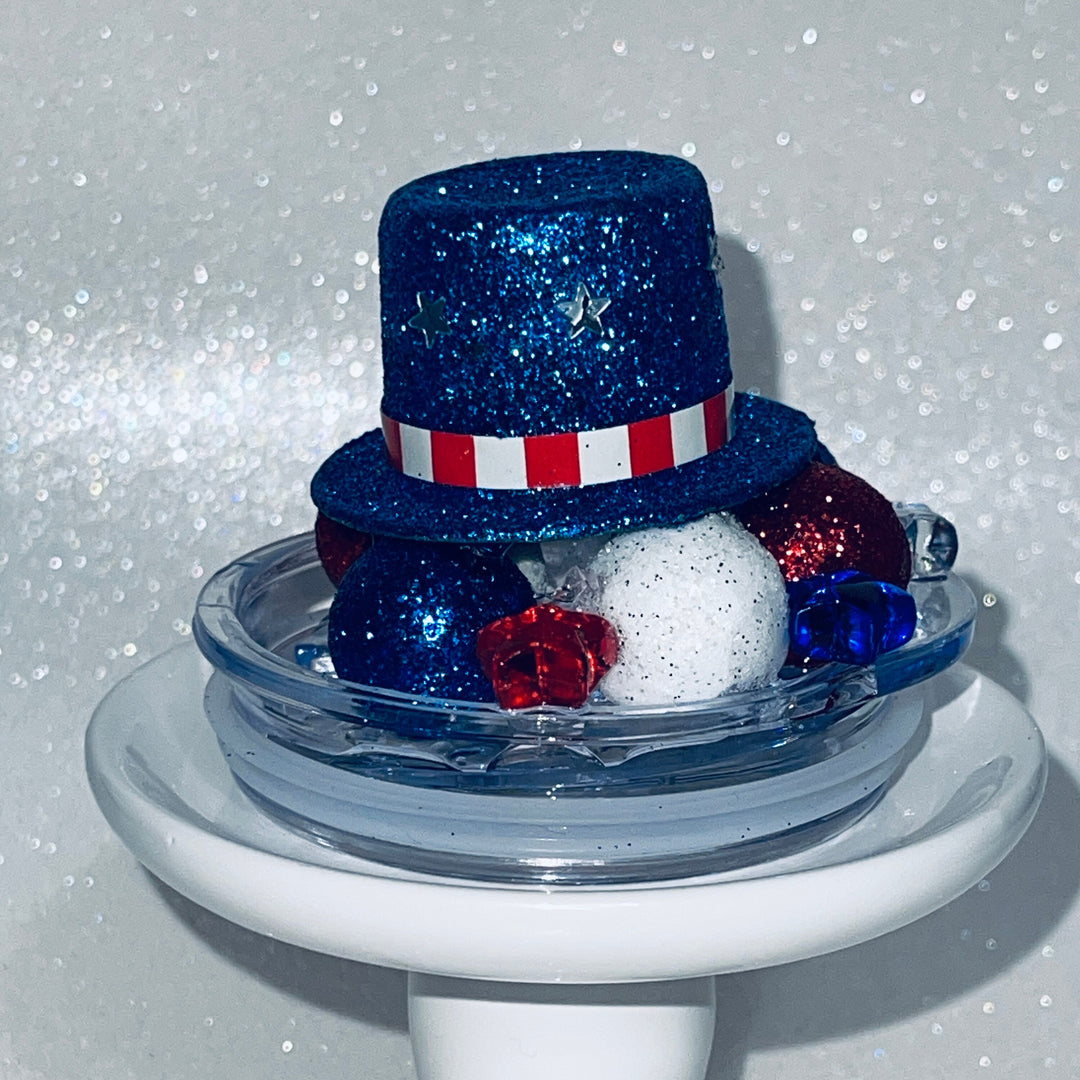 Patriotic Tumbler Topper, Independece Day Topper, 3D Decorative Lid - Ice Topper Lid